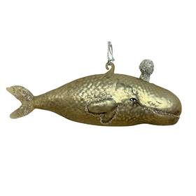 21884 Primitives By Kathy Great Whale Glass Christmas Holiday Ornament