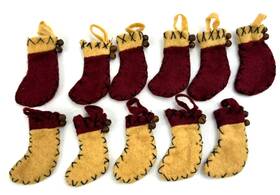 Primitives By Kathy 883504022699 Merry Christmas Vintage Style Miniature Felt Stockings Set