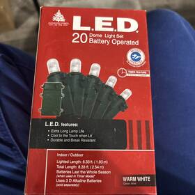 284-0412 Private Brand 20 Led Battery Operated Portable Light Warm White Christmas Holiday Window