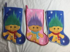 Private Label 844178017770 Lot 3 18 In Christmas Holiday Stocking Pink Blue Good Luck Trolls