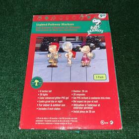 Product Works 889299103254 Peanuts Christmas Pathway Markers Charlie Snoopy Linus And Lucy Vintage Lighted