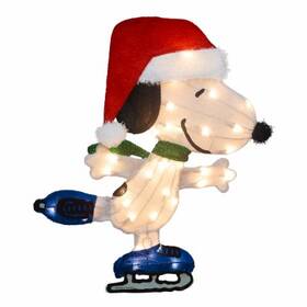 86214 Product Works Llc. Peanuts Skating Snoopy 2d Christmas Decoration 35 Lights 24 Inch -