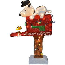 Pw-46342 Product Works Peanuts 36in Snoopy On The Mailbox Prelit Christmas Yard Decoration