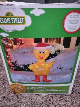 1000006343 Productworks 32 Inch Christmas Holiday Sesame Street Big Bird Wearing Santa Hat Pre-lit Yard Art