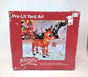Productworks 855625105445 New 24 Inch Rudolph The Red Nosed Reindeer 3-d Pre-lit Christmas Yard Art Decoration