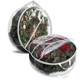 Propik 810036551250 Christmas Wreath Storage Bag 24 Inch - 2 Pack Clear Xmas Co