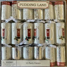 Pudding Lane 792851359054 Holiday Christmas Crackers Party Favors 12 Pack Novelty Tradition