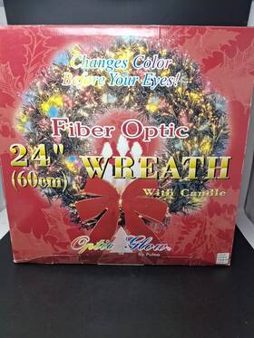 Puleo 049715246556 Optic Glow By Color Changing 24 Inch Fiber Christmas Wreath
