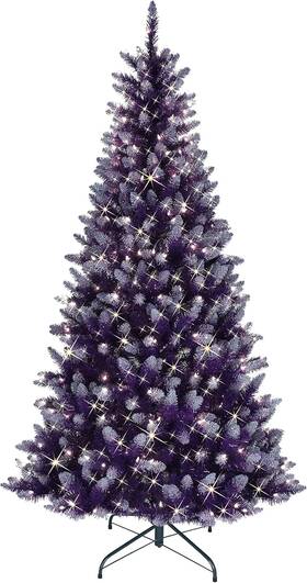 253-t9612-65c3-pp Puleo International Pre-lit Purple Artificial Christmas Tree Green 6.5ft