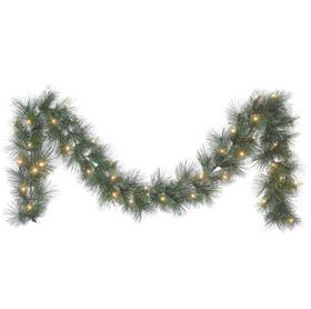 2615-910lw05-bo Puleo International Christmas Garland 9 Ft X 10 Pre-lit Glitter 70 Tips Warm White Led Lights New