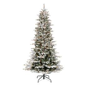 301-apgslf-65c35 Puleo International 6.5 Foot Pre-lit Slim Flocked Aspen Fir Artificial Christmas Tree With 350 Cl