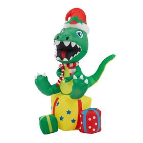 Pullafun 955601884389 5ft Christmas Inflatable Dinosaur Outdoor Decorations T-rex Outdoo