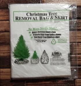 Pursell 799754100028 Christmas Tree Removal Bag Skirt No Needle Mess Protects Floor Easy Clean Up