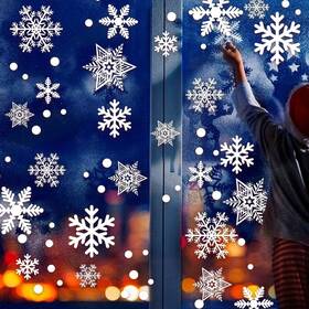 Q-baby 705814076547 200 Pcs Christmas Decorations Window Clings Static Snowflakes Stickers