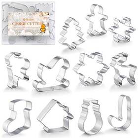 C11g Q-baker Christmas Cookie Cutters 4 Pcs Stainless Steel Holiday Shapes Santa Face Sno