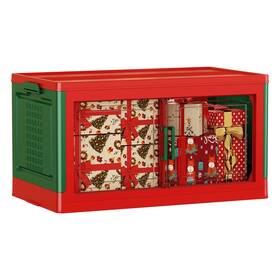 Qavabin 708436888611 35gal/140 Quart Large Christmas Storage Bins With Lid/wheels/doors/dividers - Fol