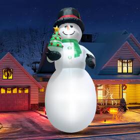 Qeoiyde 714595411539 8ft Christmas Snowman Inflatable Xmas Tree Blow Up Outdoor