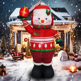 Qeoiyde 714595411560 6ft Christmas Inflatable Snowman Decoration Blow Up Snow Man With Red Sweater