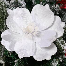 Zhediehua692 Qingmiao 10 Large Glitter Christmas Flowers 6 Pcs Artificial Magno