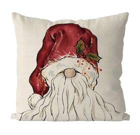 Pillow-1 Qiong Meng Christmas Pillow Covers 18x18 Inch Santa Claus Decorations Pillowca