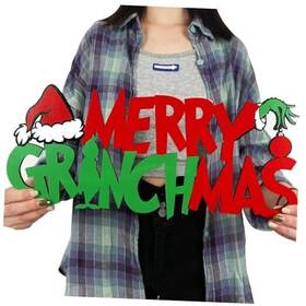 Qiquanmaiyi 745302826230 Christmas Decorations Merry Greenchmas Wooden Door Hanging Sign