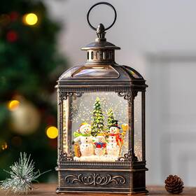 2204334s1 Qualdout Christmas Snow Globe Lantern Water Glittering Snowman Family With Music And Tim