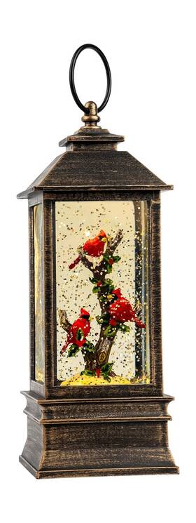 Ault24008-8 Qualdout Christmas Snow Globe Lantern Water Glittering 10ftft Cardinal With Music And Time