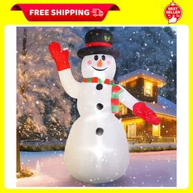 Qunler 445049293205 8ft Snowman Christmas Inflatables Blow Up With Led Lights Built-in For Holiday/