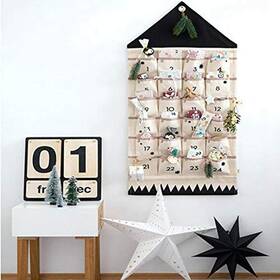 Qupa Am Store 663250918664 Christmas Advent Calendar With 24 Pockets Wall Hanging Bag For Home Xmas Coun