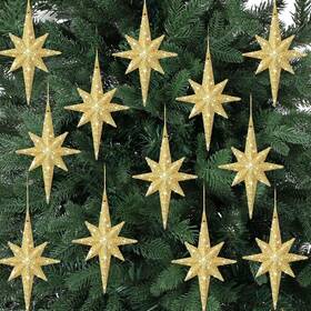 Quzzil-da0222 Quzzil 12 Pcs Christmas Bethlehem Star Ornament 4.72 X 2.95 Inch Of Gold