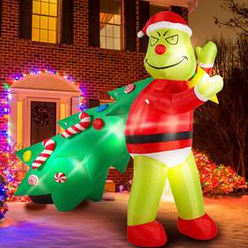 Decor-003 Qwayhome 9.5 6ft Christmas Outdoor Inflatable Decoration Lighted Up Green