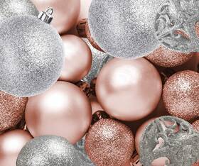 R N D Toys 860006298739 100 Rose Gold And Silver Christmas Ornament Balls Shatterproof Metal Or