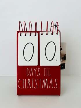03521 Rae Dunn 6 86907 7 Sign Days Til Christmas Red Metal Flip Count Down To