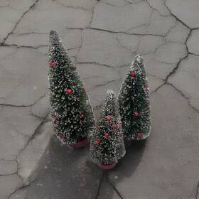 Ragon House Collection 636173548577 8 Inch Snow Frosted Bottlebrush Tree Ornaments Retro Christmas Decor