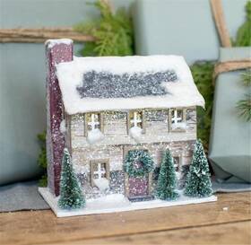 Sw147252 Ragon House 6 Inch Snowy Log Cabin Christmas Village With Trees And Wreath