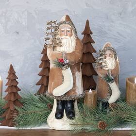 Ws221318 Ragon House Christmas Vintage Look 16.5 Inch Fawn Velvet Belsnickle Santa
