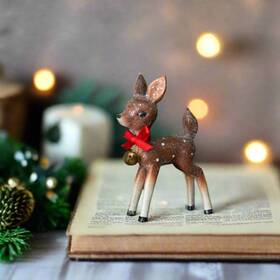Ws227518-ih Ragon House Primitive Christmas Retro 5 Inch Brown Deer Figurine