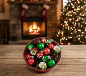 Ws231174-ih Ragon House 20 Pc Christmas 1 Inch Retro Red And Green Glass Ball Ornaments