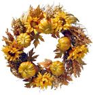 Rahv-15425w30 National Tree Company Fall Sunflower Blooms Pumpkin Wreath 0729083470219