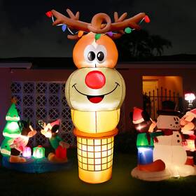 Raymall 796288884417 6ft Christmas Inflatables Reindeer Ice Cream Outdoor Decoration Inch