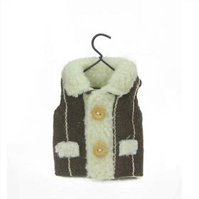 Raz 093422668439 5.25 Inch Country Cabin Brown Striped Winter Vest On Hanger Christmas Ornament