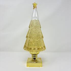 Raz Imports 048893163990 14 Inch Gold Acrylic Christmas Tree Glitter Swirling Water Globe Led Lighted