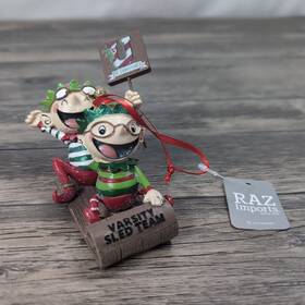 Raz Imports 048893201852 Varsity Sled Team Ornament Oh What Fun Christmas Elves New