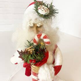 Raz Imports 048893333539 Candy Cane Santa Figure Christmas Red White Striped Bendable Legs