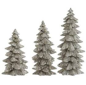 Raz Imports 048893836306 Set Of 3 Silver Glittered Christmas Trees- 6.25 Inches To 9.5 Tall