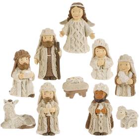 3757943 Raz Imports Winter Cottage 8.75 Inch Christmas Nativity Set 10 Piece