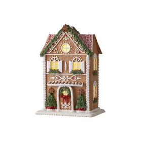 4116426 Raz Imports Gingerbread Lighted Christmas House With Trees 13 Inch