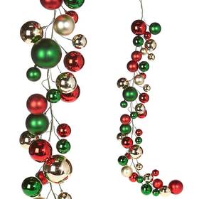 Raz Imports G3832768 Red Green And Gold Ball Christmas Garland 4 Feet Long