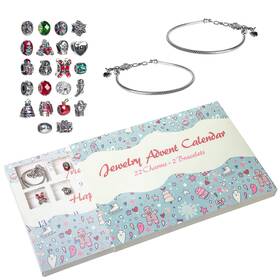 64918-toq Red Co. Christmas Advent Charm Calendar With 2 Bracelets And 22 Unique Charms Jewelry Set