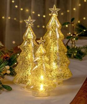 Ge-3389 Red Co. 8.5 Inch 11 12.5 Light-up Clear Glass Christmas Tree T